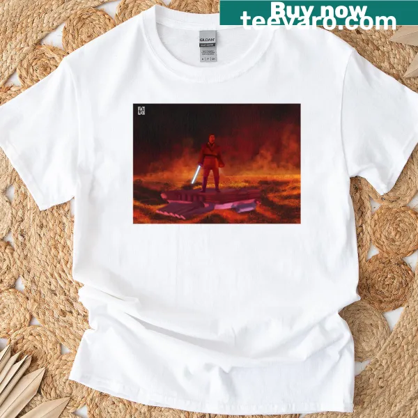 Dynamic Duel On Mustafar graphic on a T-shirt
