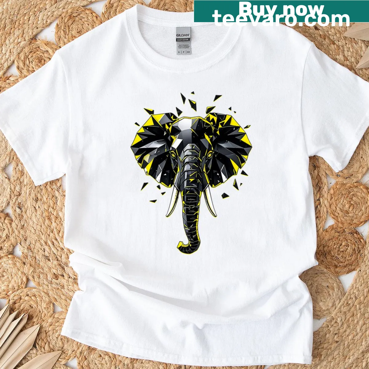 Abstract silhouette of an elephant on T-shirt — on a men's t-shirt