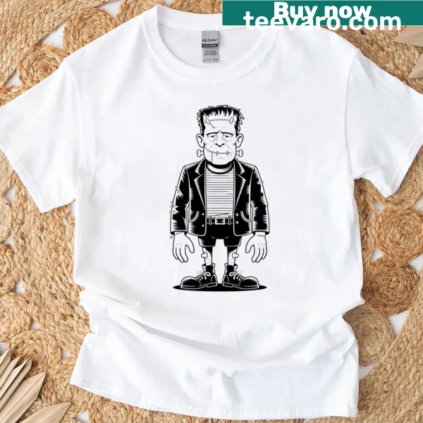 Cartoon illustration of Frank the Monster on t-shirt