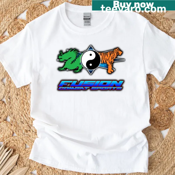Bold typography Fusion Combat Sports T-shirt design.