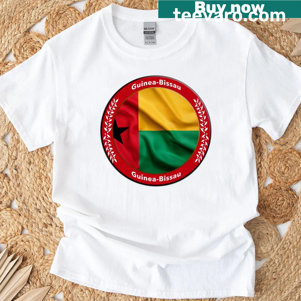 Guinea-Bissau T-shirt featuring the name of the country — on a men's t-shirt