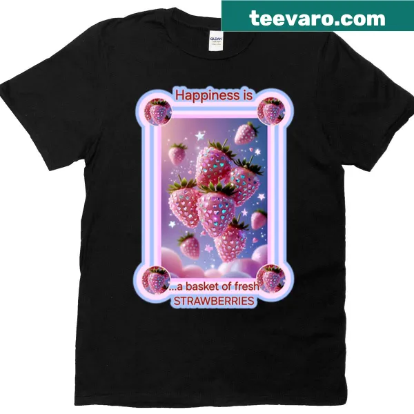 Illustration of fresh strawberries on a joyful T-shirt