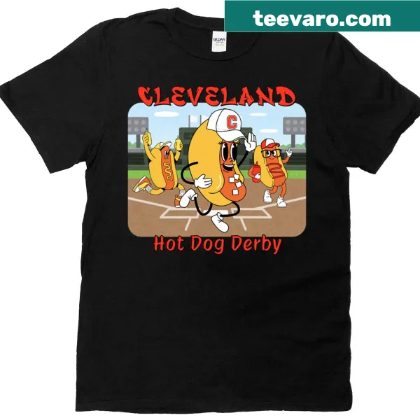 Playful Hot Dog Derby Cleveland Guardians Baseball T-shirt