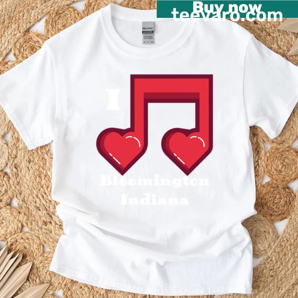 Oversized T-shirt with musical notes and Bloomington, Indiana design
