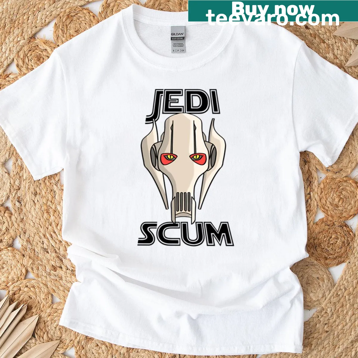 T-shirt with the phrase 'Jedi Scum' in bold typography — on a men's t-shirt