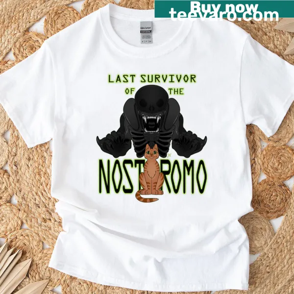Illustration of Jonesy the cat from Alien on a t-shirt