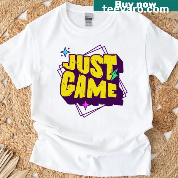 Playful gaming graphic on an oversized t-shirt