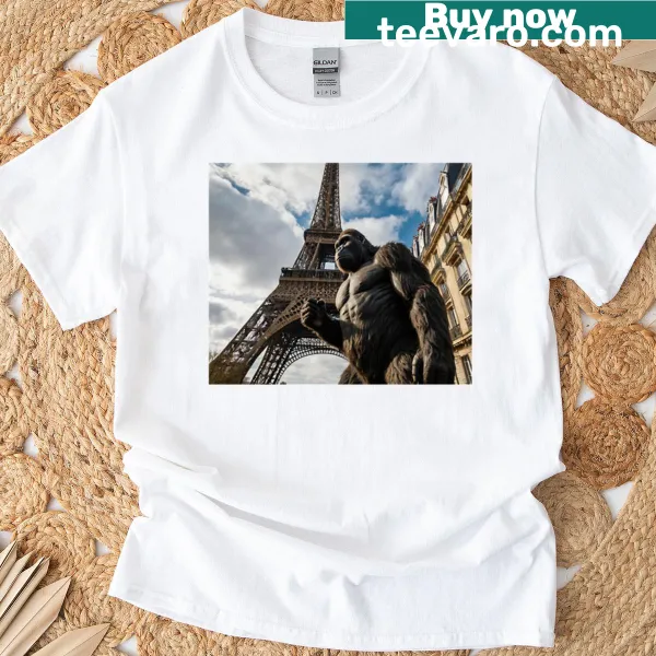 Illustration of King Kong in Paris on a t-shirt