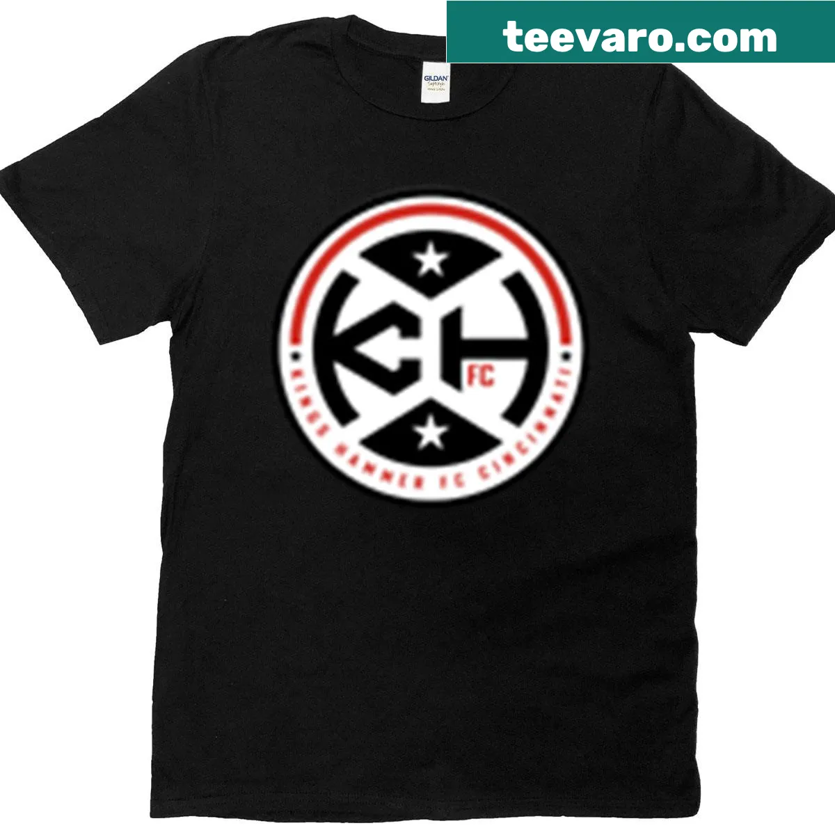 T-shirt with bold text displaying Kings Hammer FC Cincinnati — on a men's t-shirt