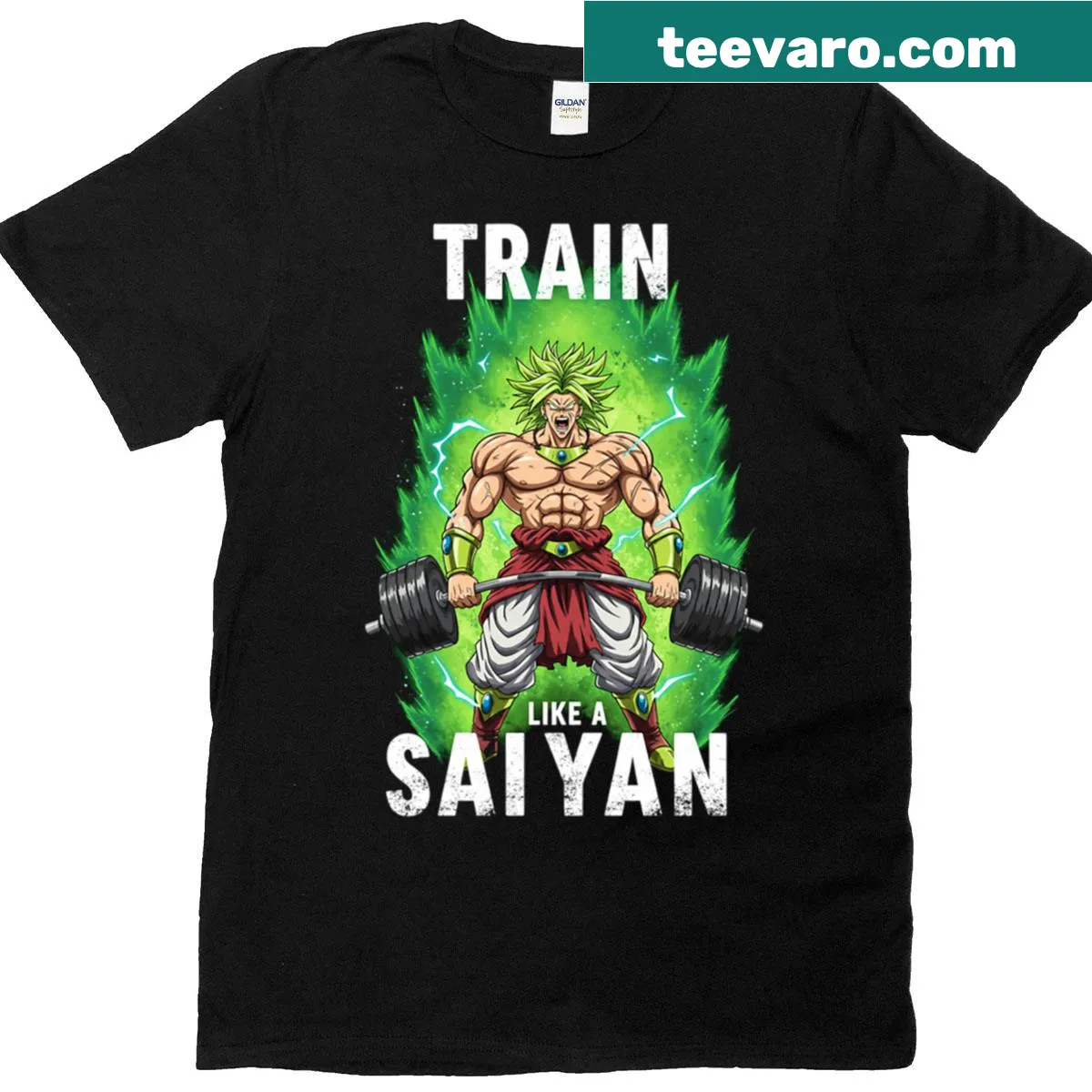 Anime-inspired t-shirt featuring a Super Saiyan illustration — on a men's t-shirt