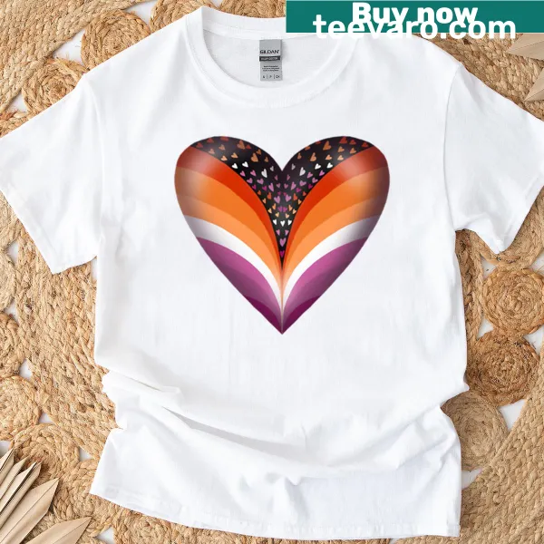 Oversized T-shirt featuring a lesbian heart design and inclusive typography.
