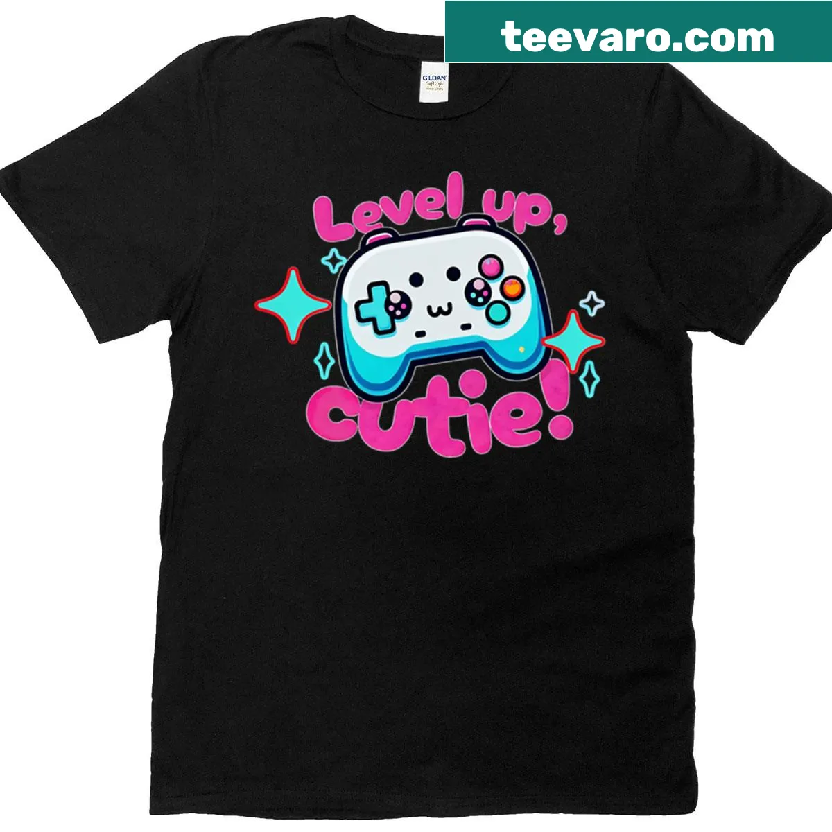 Oversized T-shirt with playful Level Up gaming design — on a men's t-shirt