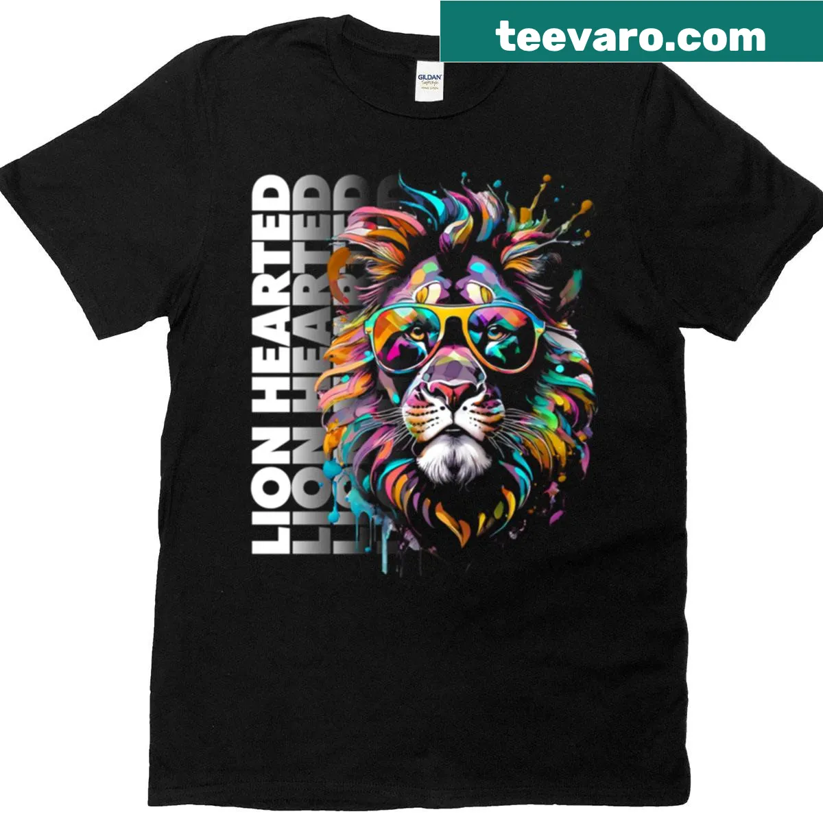 Illustrated Lion Hearted design on a premium T-shirt — on a men's t-shirt