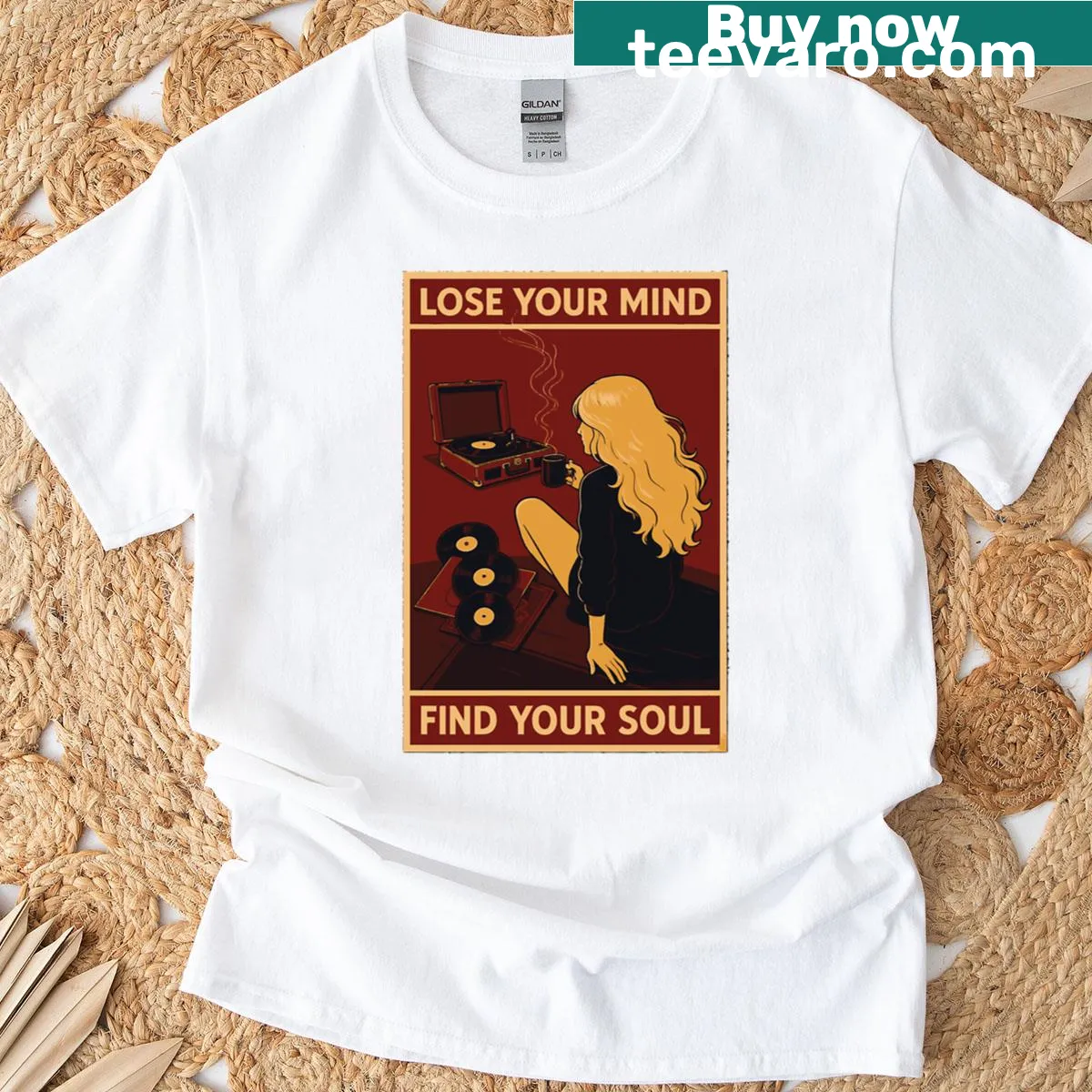 Inspiring typography on t-shirt about music and soul — on a men's t-shirt