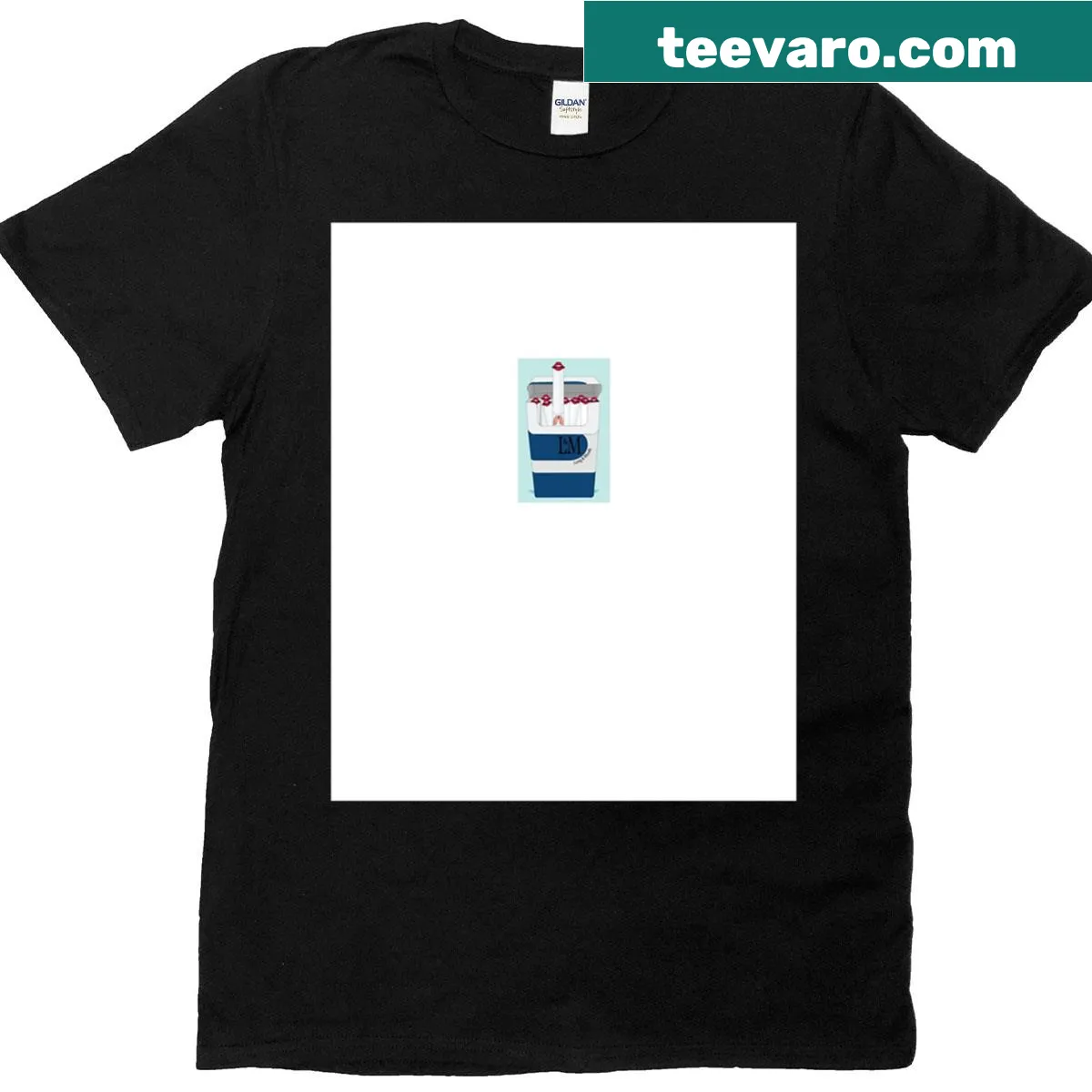 Cartoon-style T-shirt featuring a cigarette box graphic — on a men's t-shirt