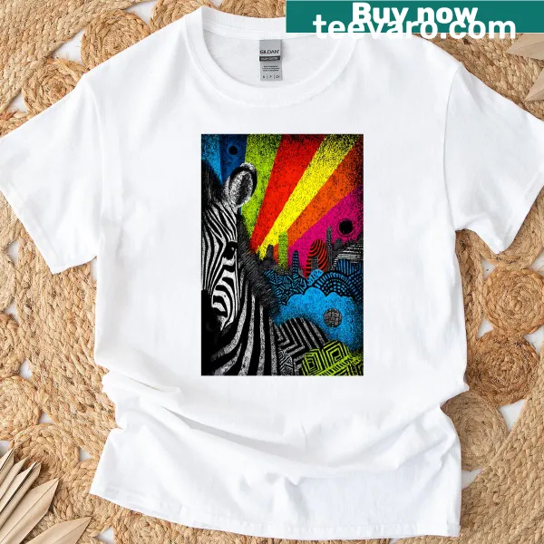 Quirky Modernzebra T-shirt featuring a stylized zebra graphic