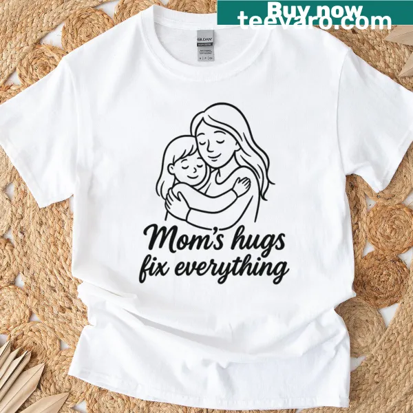 Sentimental tee showcasing the power of moms' hugs