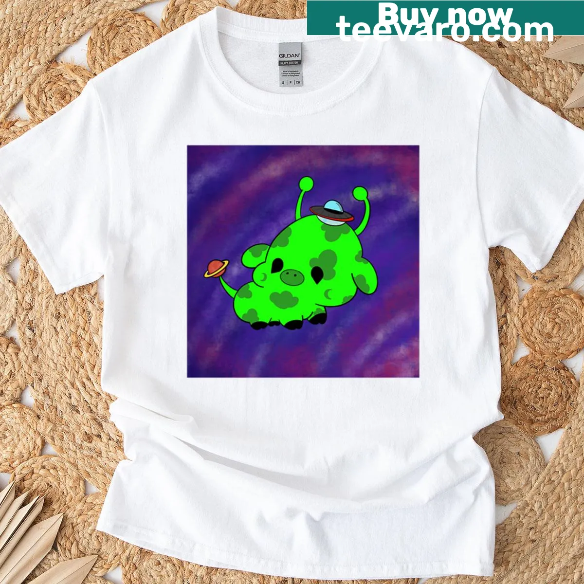 Oversized t-shirt featuring the playful character Moolien — on a men's t-shirt
