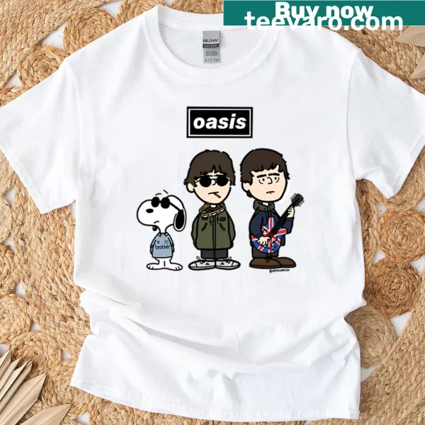 T-shirt featuring characters from an oasis-themed fantasy world
