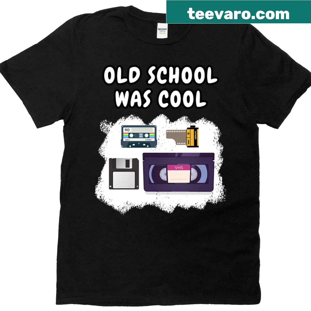 Funny Old School Was Cool t-shirt with playful typography — on a men's t-shirt