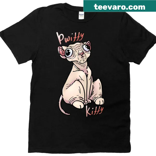 Cute design with the phrase 'Pwitty Kitty' and playful graphics