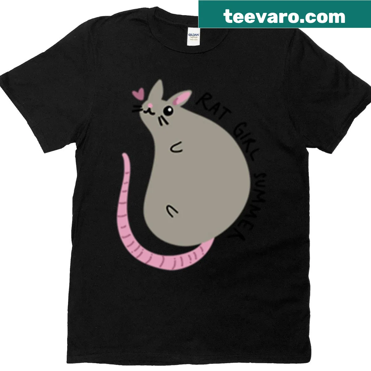 Whimsical illustration of a girl with a rat on a summer t-shirt — on a men's t-shirt
