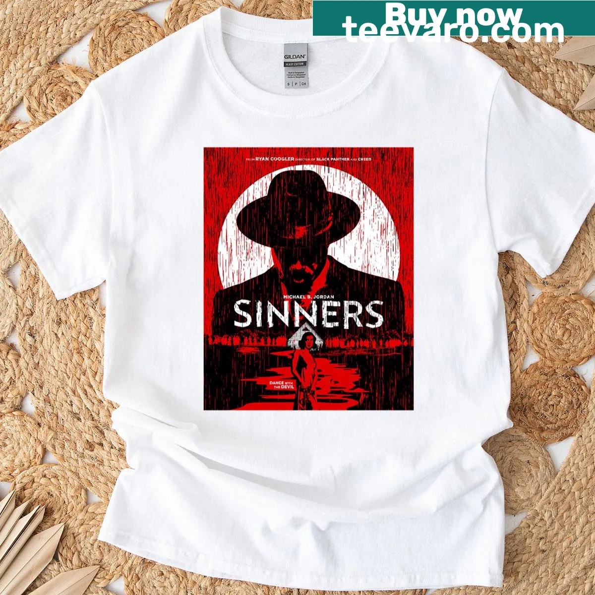 Oversized T-shirt featuring a quirky 'Red Sinners' graphic — on a men's t-shirt