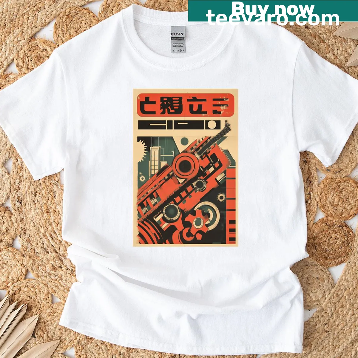 Oversized T-shirt with retro video game console art — on a men's t-shirt