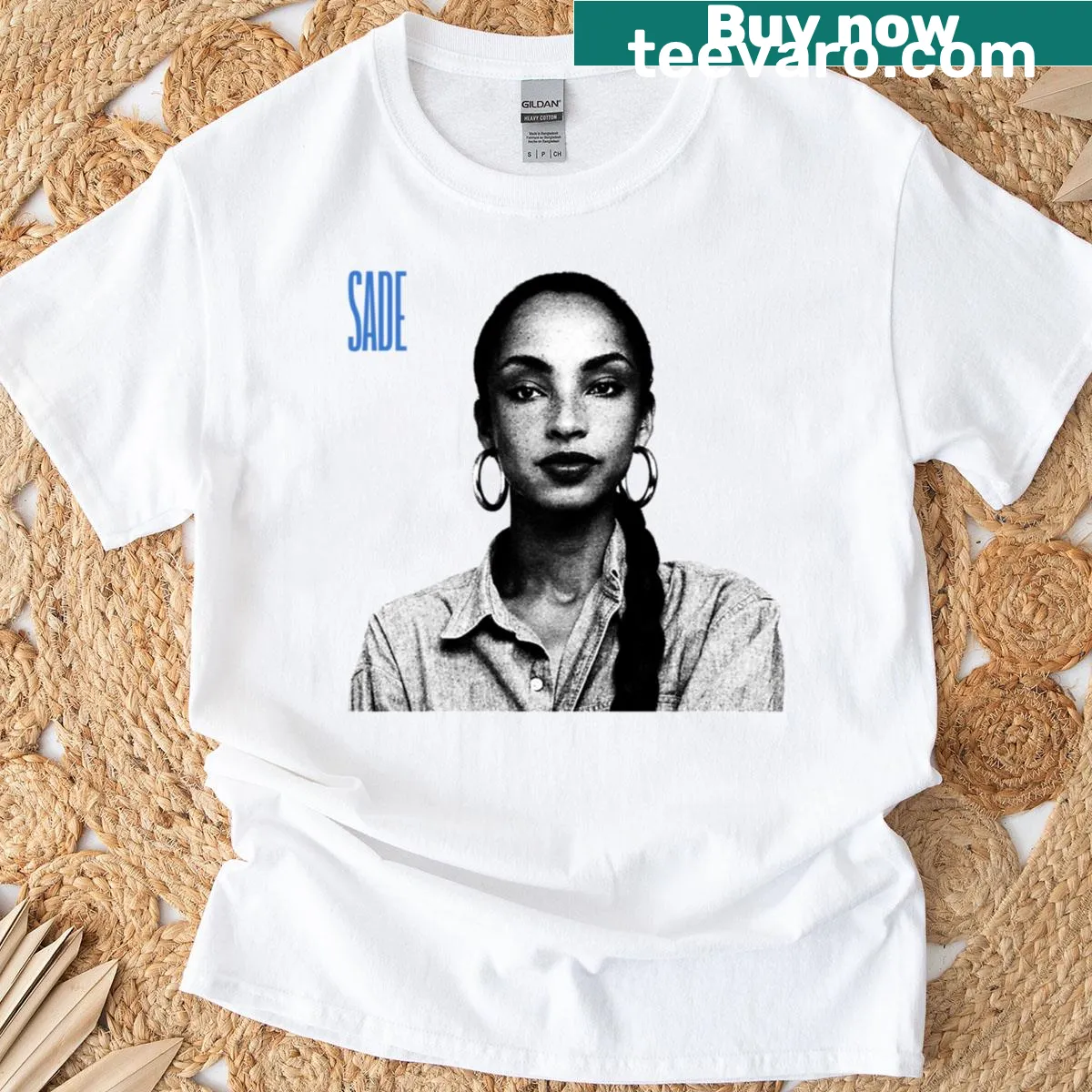 Minimalist oversized T-shirt featuring the Sade logo — on a men's t-shirt
