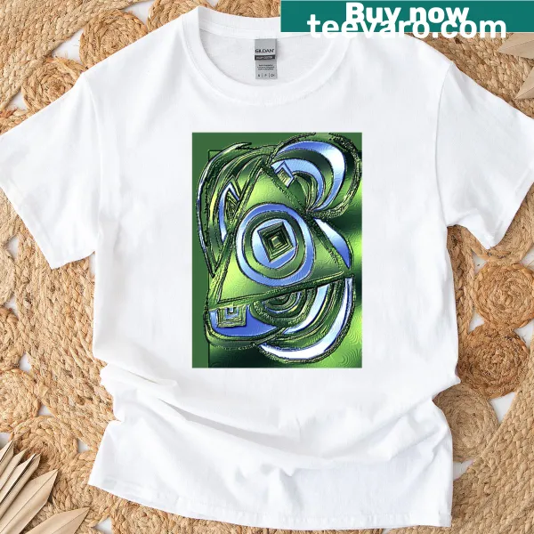 T-shirt displaying an abstract typography design of signs