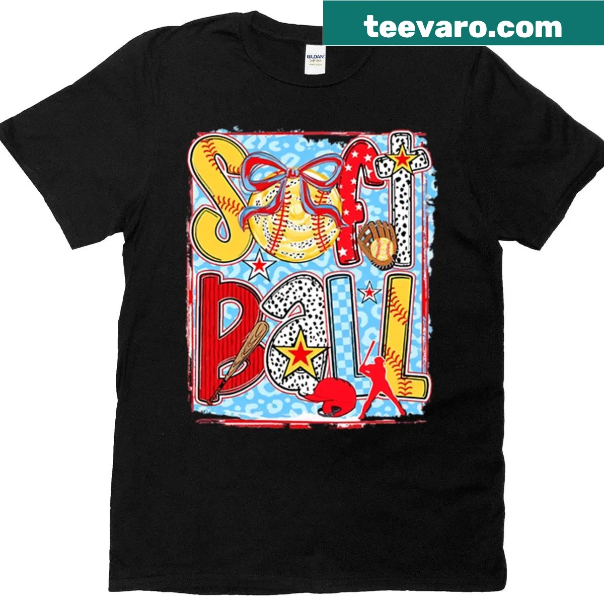 Playful t-shirt for softball moms with fun graphics — on a men's t-shirt