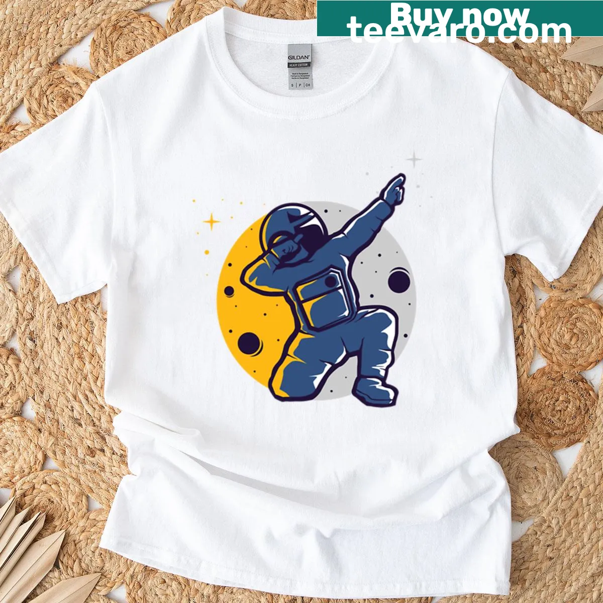 Illustrated astronaut design on a T-shirt — on a men's t-shirt