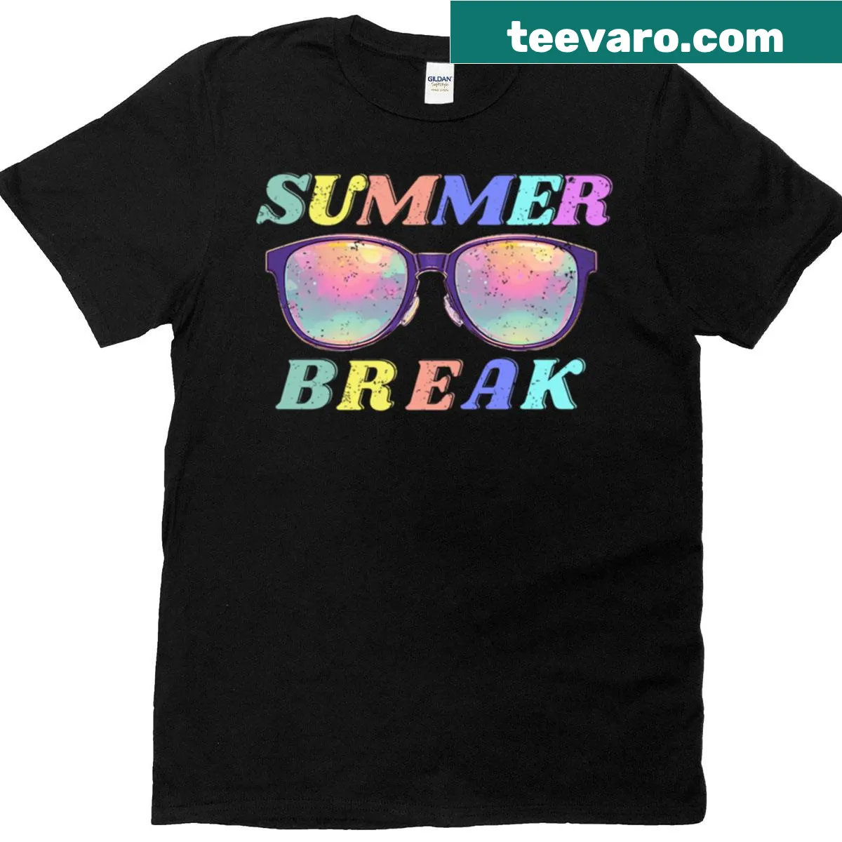 Whimsical summer-themed t-shirt celebrating summer break — on a men's t-shirt