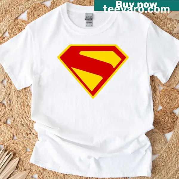 Typographic design featuring a letter associated with Clark Kent on a t-shirt