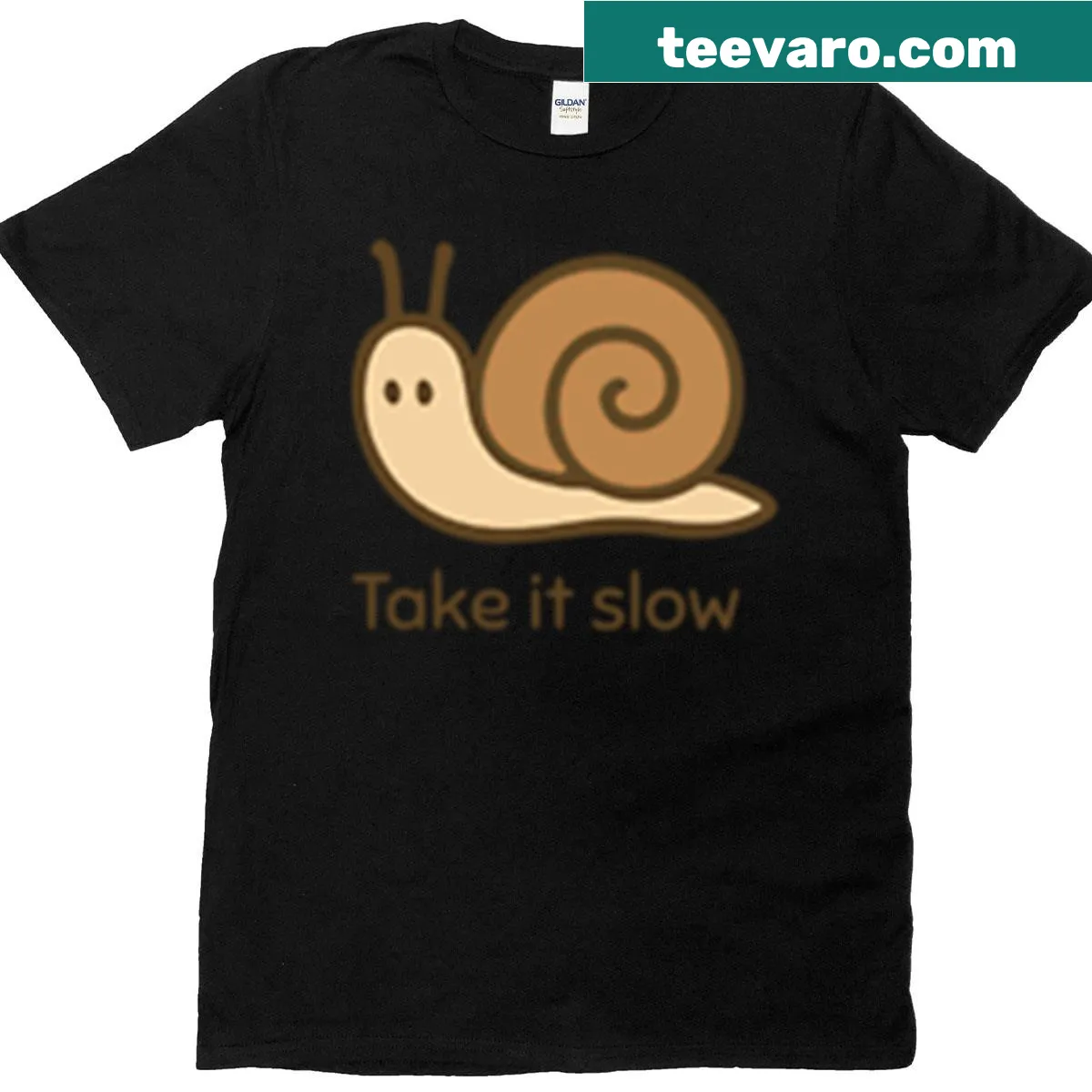 Adorable oversized t-shirt featuring Otto the kawaii snail. — on a men's t-shirt