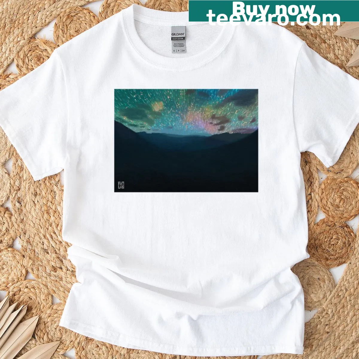 Cosmic comet graphic T-shirt — on a men's t-shirt