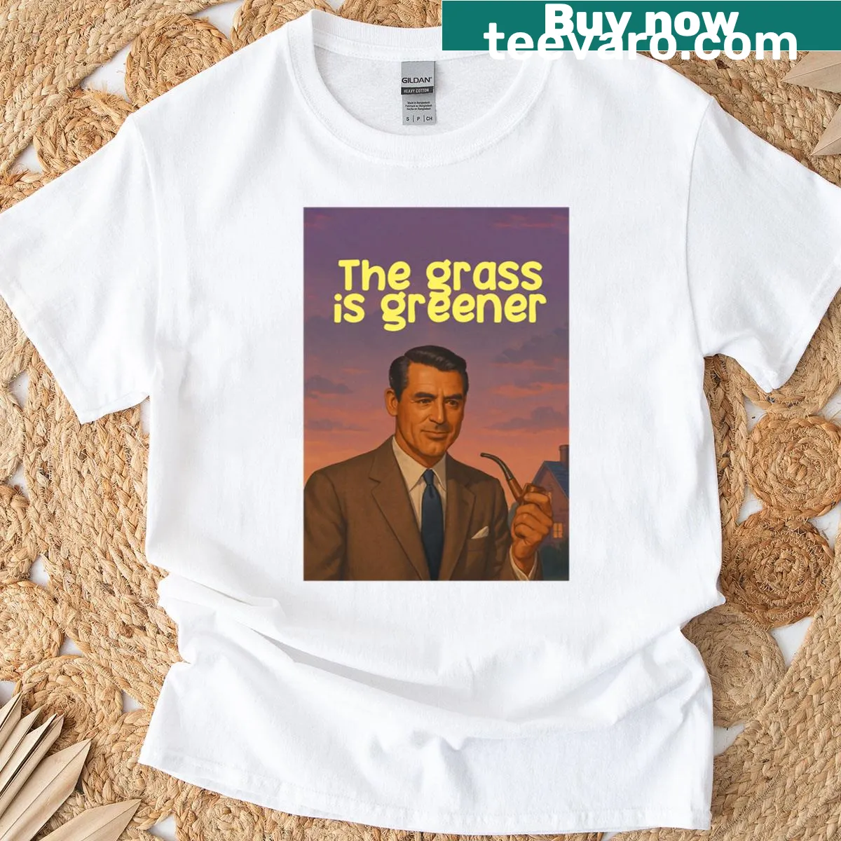 T-shirt inspired by classic Cary Grant film design — on a men's t-shirt