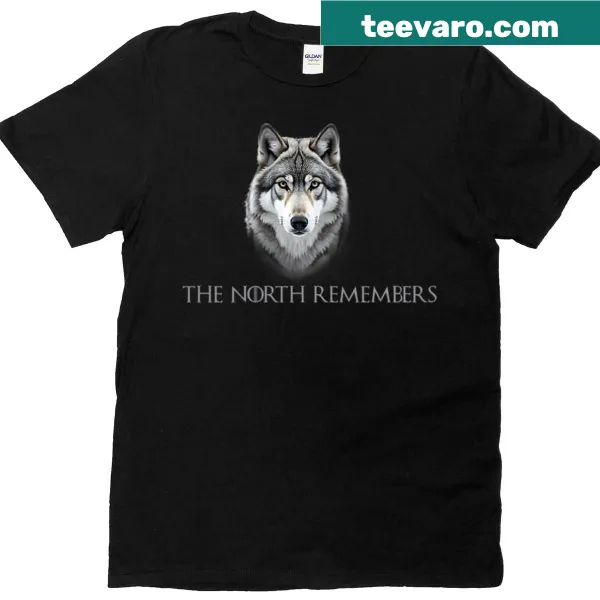 Artistic illustration of a grey wolf T-shirt