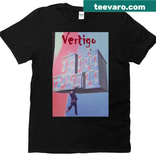 Abstract typography Vertigo t-shirt showcasing dynamic energy