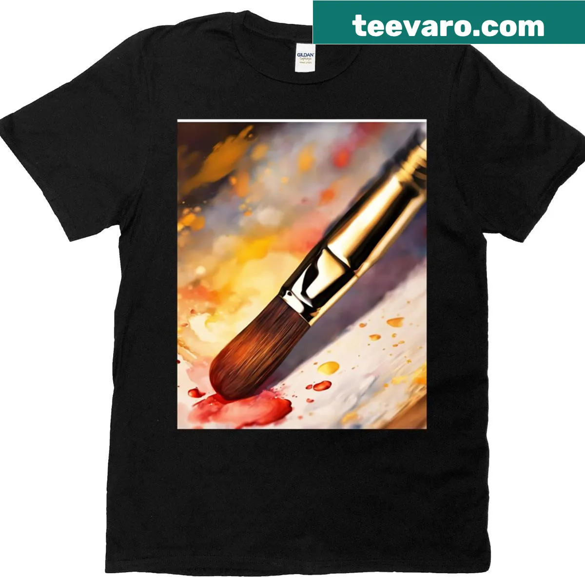 Artistic T-shirt with a brush graphic and the phrase Words Are Art — on a men's t-shirt