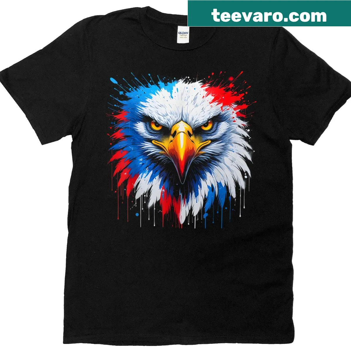 Patriotic design with an eagle and American flag for July 4th — on a men's t-shirt