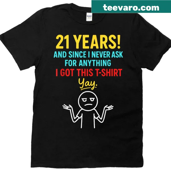 T-shirt celebrating 21st birthday with decorative typography