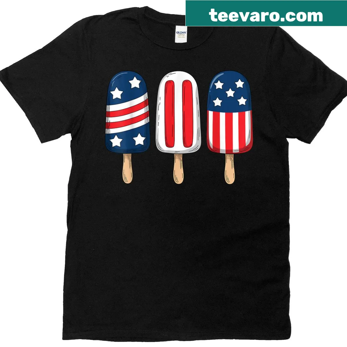Popsicle design with American flag on a Fourth of July T-shirt. — on a men's t-shirt