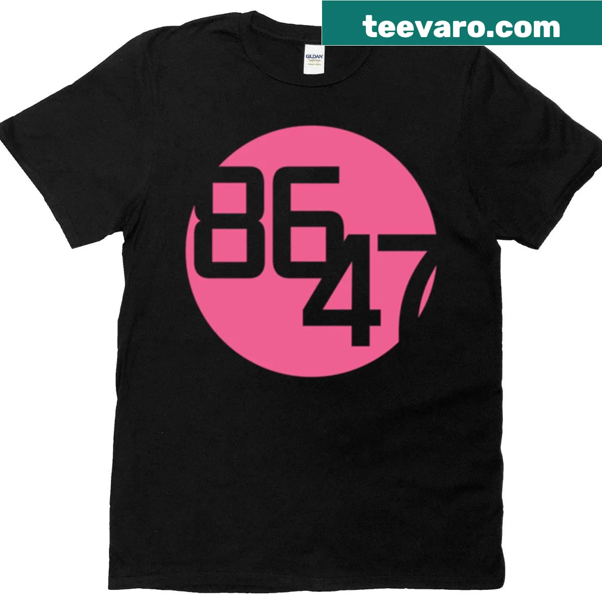 Oversized T-shirt with a prominent pink dot design. — on a men's t-shirt