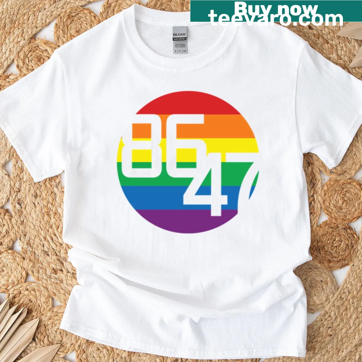 Oversized T-shirt with a pride flag dot graphic — on a men's t-shirt