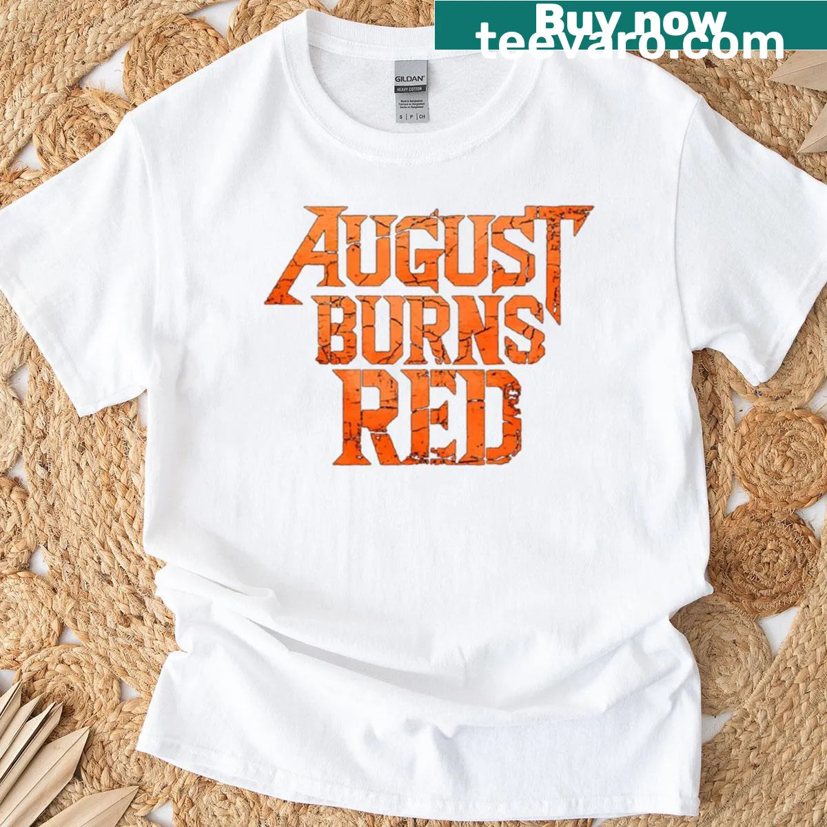 August Burns Red band t-shirt with bold typography design — on a men's t-shirt