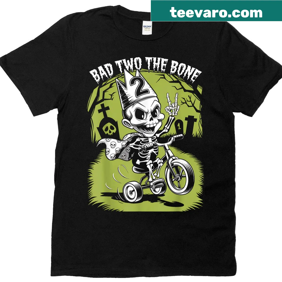Funny toddler t-shirt featuring a skeleton graphic for 2nd birthday — on a men's t-shirt