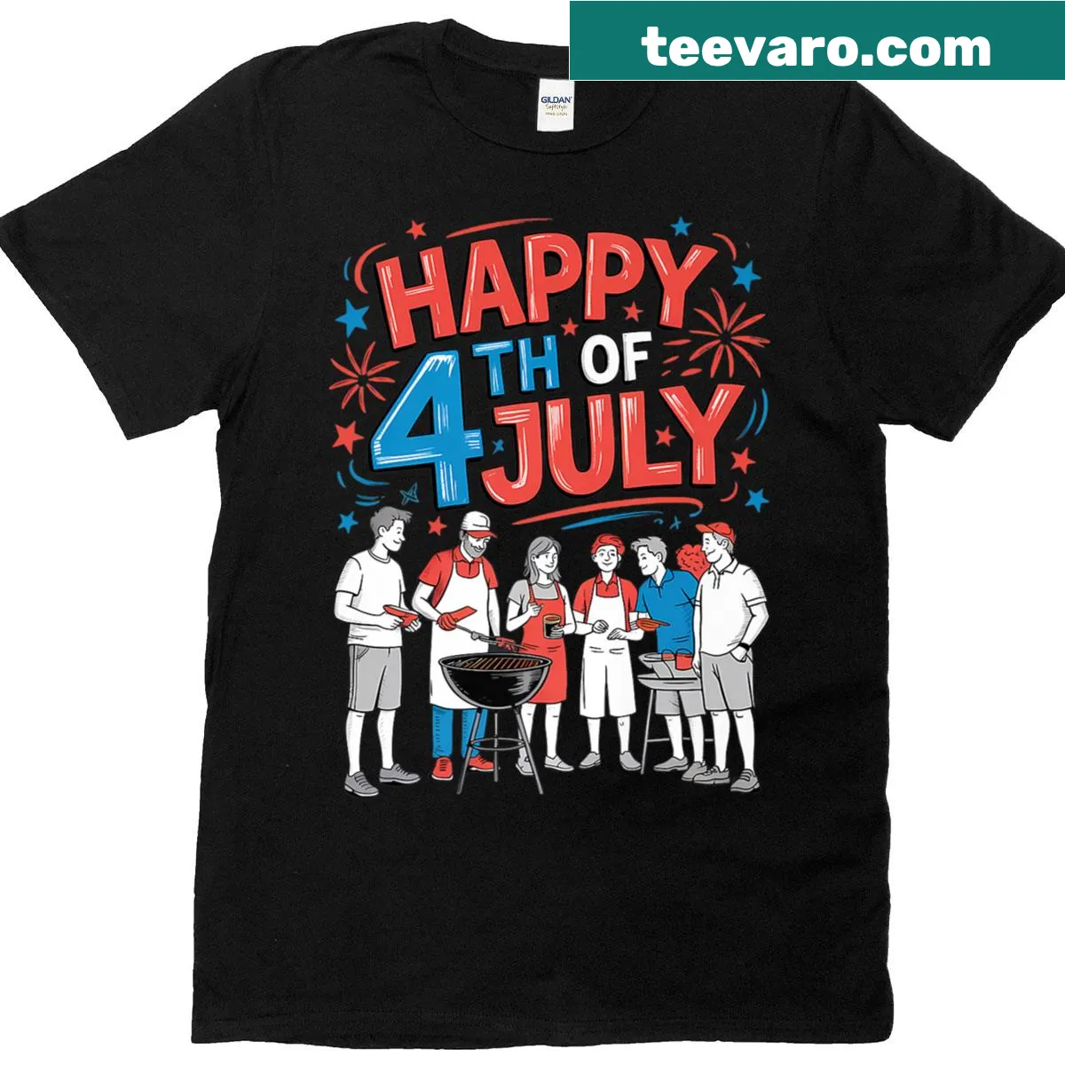 Funny patriotic BBQ t-shirt with American flag design — on a men's t-shirt