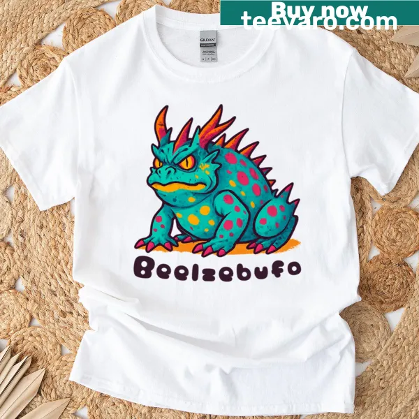 T-shirt featuring an artistic rendering of Beelzebufo, the prehistoric frog