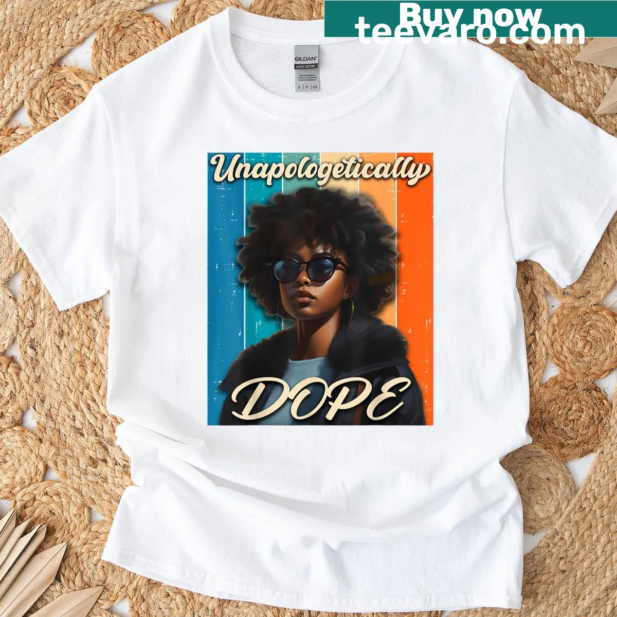 Bold typography Black Women Unapologetically Dope Juneteenth T-shirt — on a men's t-shirt
